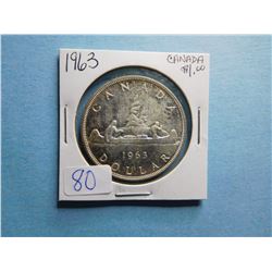 1963 CANADA SILVER DOLLAR COIN