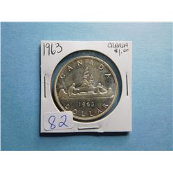1963 CANADA SILVER DOLLAR COIN