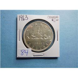 1963 CANADA SILVER DOLLAR COIN