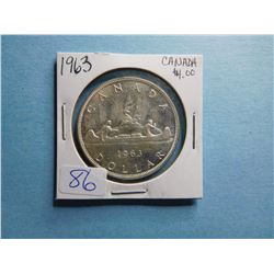 1963 CANADA SILVER DOLLAR COIN