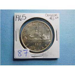 1965 CANADA SILVER DOLLAR COIN