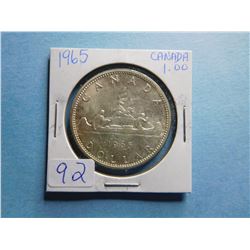 1965 CANADA SILVER DOLLAR COIN