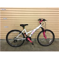 WHITE AND PINK AVIGO KID'S FRONT SUSPENSION MOUNTAIN BIKE