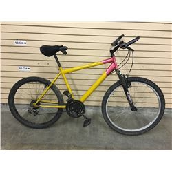 YELLOW AND RED NO NAME FRONT SUSPENSION MOUNTAIN BIKE