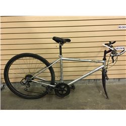 GREY NO NAME MOUNTAIN BIKE, MISSING FRONT WHEEL