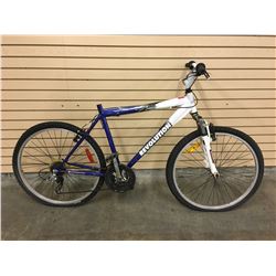 BLUE AND WHITE REVOLUTION GETAWAY FRONT SUSPENSION MOUNTAIN BIKE