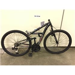 GREY HUFFY ROCK CREEK FULL SUSPENSION MOUNTAIN BIKE, MISSING HANDLE BARS