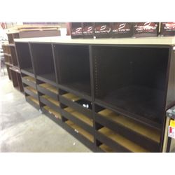 11' DOUBLE SIDED RETAIL DISPLAY STORAGE UNIT, WITH DRAWERS AND SHELVES