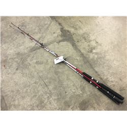 GROUP OF 5 ASSORTED FISHING RODS OF VARIOUS LENGTHS AND TYPES
