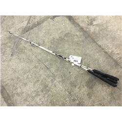 GROUP OF 5 ASSORTED FISHING RODS OF VARIOUS LENGTHS AND TYPES