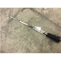 GROUP OF 5 ASSORTED FISHING RODS OF VARIOUS LENGTHS AND TYPES