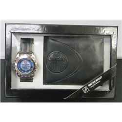 New Edmonton Oilers Watch & Leather Wallet Set