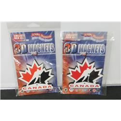 Lot of 2 New Team Canada 3D Hockey Magnets