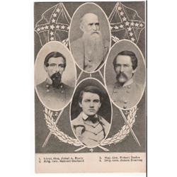 CONFEDERATE GENERALS CIVIL WAR POSTCARD
