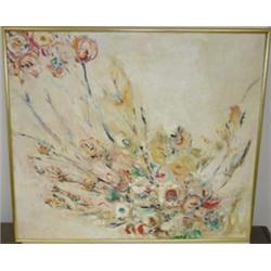 JONES, EFFIE MAY, "PEACOCK" OIL PAINTING