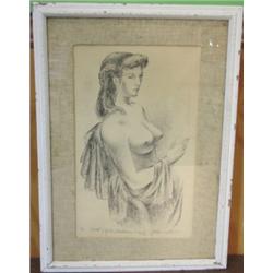 MARTIN, FLETCHER (1940) "LILITH" CHARCOAL SKETCH