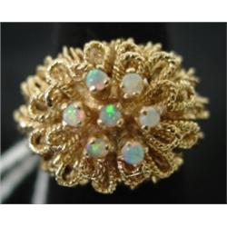 LADIES' 14K YELLOW GOLD RING WITH OPALS