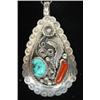 Image 1 : STERLING SILVER MEDALLION WITH TURQUOISE STONE