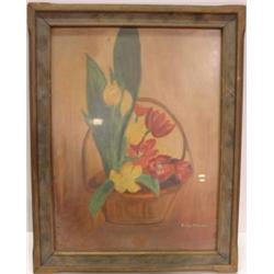 GORDON, EVELYN FRAMED OIL ON CANVAS STILL LIFE