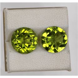 7.34ct Peridot match pair round cut