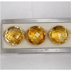 22.8ct Natural citrine round cut set-3 pcs