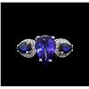 Image 2 : 14KT White Gold 3.83 ctw Tanzanite, Sapphire and Diamond Ring