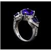 Image 4 : 14KT White Gold 3.83 ctw Tanzanite, Sapphire and Diamond Ring