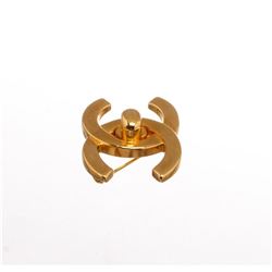 Chanel Gold Turn Lock CC Logo Brooch 96P