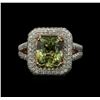 Image 2 : 4.52 ctw Green Sapphire and Diamond Ring - 14KT Rose Gold