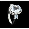 Image 4 : 4.50 ctw Aquamarine and Diamond Ring - 18KT White Gold