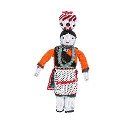 Zuni Standing Woman With Pot On Head Beaded Doll - 6" Tall