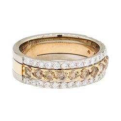 1.25 ctw Brown and White Diamond Band - 18KT Rose And White Gold