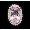 Image 2 : 29.20 ctw Kunzite and Diamond Ring - 14KT Rose Gold