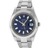 Image 2 : Rolex Mens SS 41MM Blue Baguette Diamond Datejust 2 Oyster Band Wristwatch