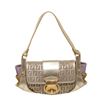 Image 1 : Fendi Metallic Gold Purple Fabric Leather Borsa Compilatior Shoulder Bag