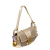 Image 2 : Fendi Metallic Gold Purple Fabric Leather Borsa Compilatior Shoulder Bag