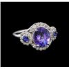 Image 1 : 14KT White Gold 3.07 ctw Tanzanite, Sapphire and Diamond Ring
