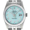 Image 1 : Rolex Mens 36mm Stainless Steel Ice Blue Diamond Datejust Wristwatch