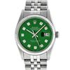 Image 7 : Rolex Mens 36mm Stainless Steel Green Diamond Datejust Wristwatch