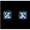 Image 1 : 2.80 ctw Blue Topaz and Sapphire Earrings - 14KT White Gold