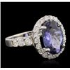 Image 2 : 14KT White Gold 5.22 ctw Tanzanite and Diamond Ring