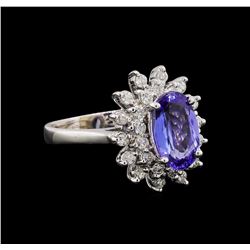 14KT White Gold 1.56 ctw Tanzanite and Diamond Ring