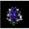 Image 2 : 10.69 ctw Tanzanite, Tsavorite, Blue Sapphire, and Diamond Ring - 14KT White Gol