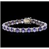 Image 1 : 15.66 ctw Tanzanite and Diamond Bracelet - 14KT White Gold
