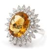 Image 2 : 9.00 ctw Madeira Citrine and Diamond Ring - 14KT White Gold