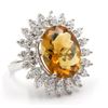 Image 3 : 9.00 ctw Madeira Citrine and Diamond Ring - 14KT White Gold