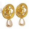 Image 1 : Chanel Gold CC Logo Faux Pearl Drop Clip On Earrings