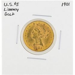 1901 $5 Liberty Head Half Eagle Gold Coin
