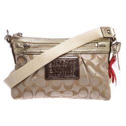 Coach Metallic Gold Canvas Monogram Poppy Crossbody Bag