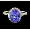 Image 2 : 3.25 ctw Tanzanite and Diamond Ring - 14KT White Gold